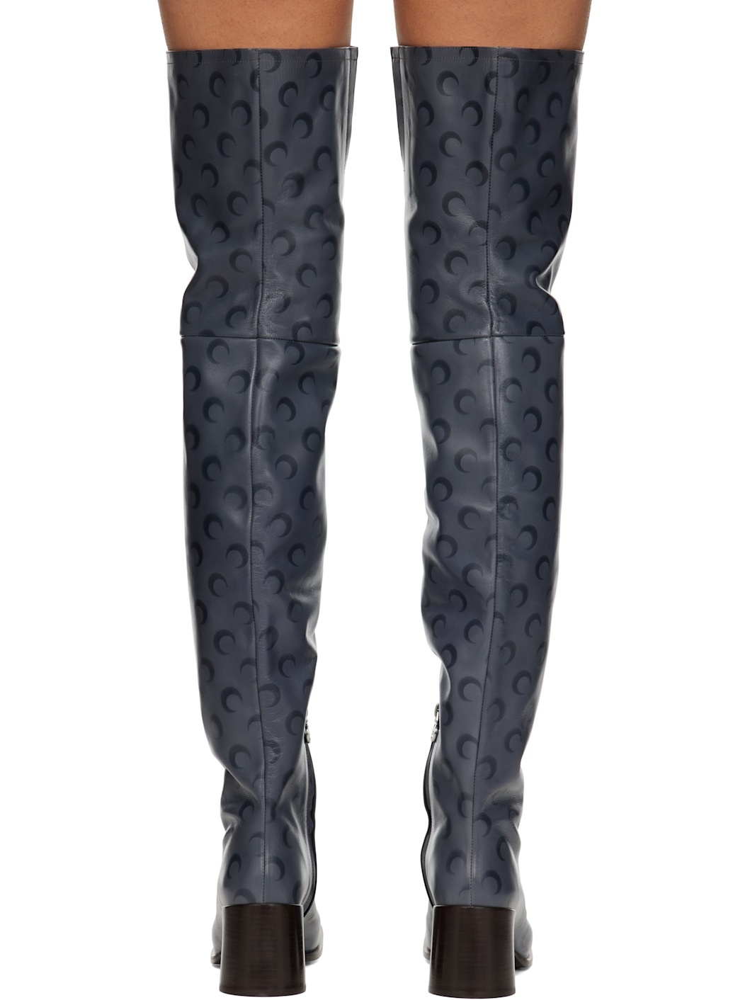 Gray Moon Airbrushed Leather Ms Block High Boots - 2