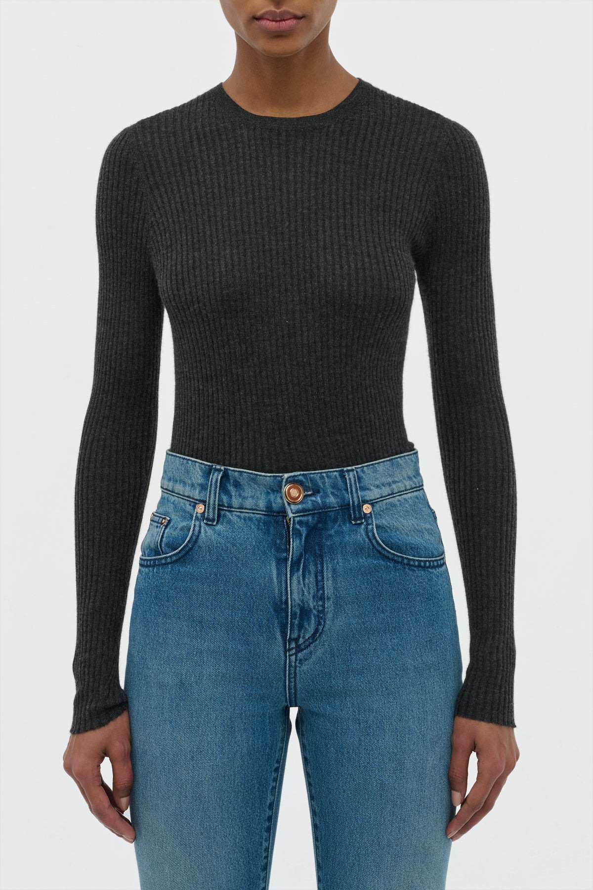 Browning Knit Sweater in Charcoal Cashmere Silk - 2