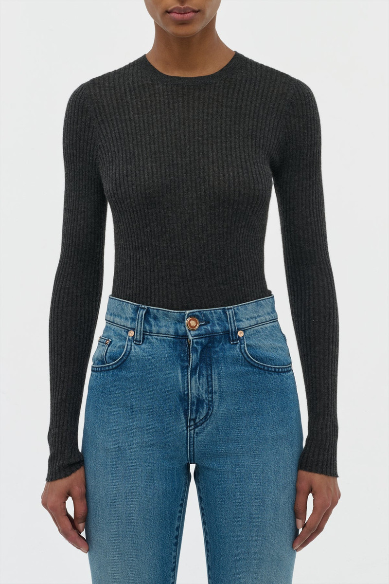 GABRIELA HEARST Browning Knit Sweater in Charcoal Cashmere Silk outlook