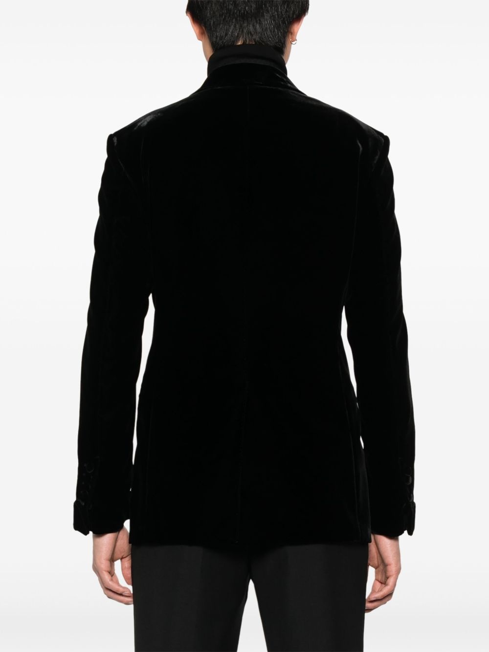 single-breasted velvet blazer - 4