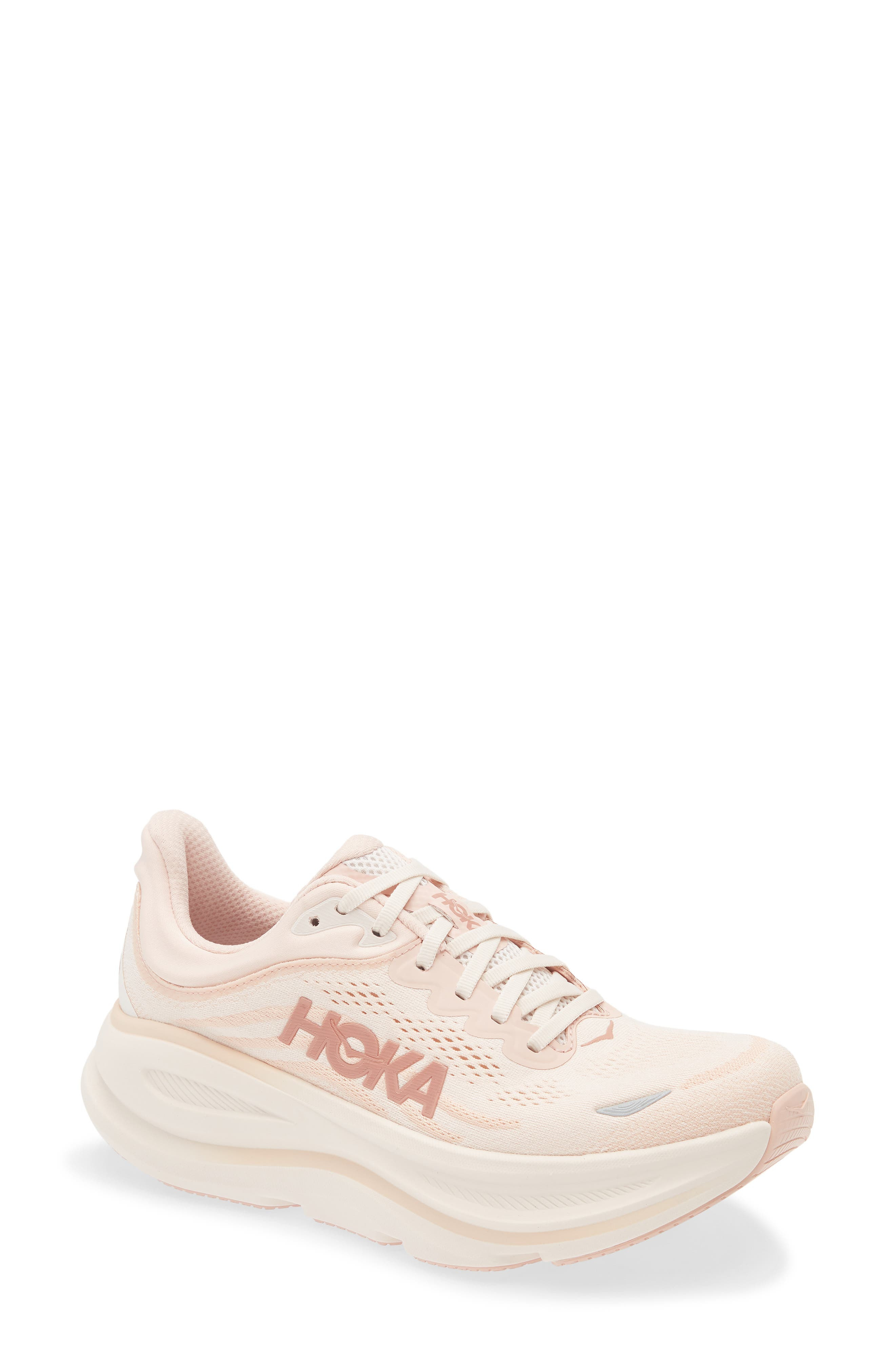 HOKA Bondi 9 Running Shoe in Rose Latte /Rose Cream at Nordstrom - 1