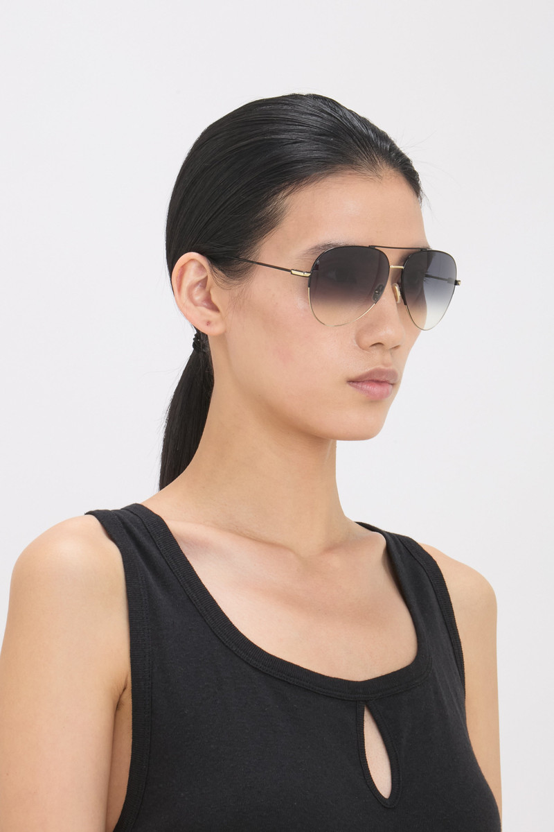 Victoria Beckham Fine Metal Pilot Sunglasses In Gold Black outlook