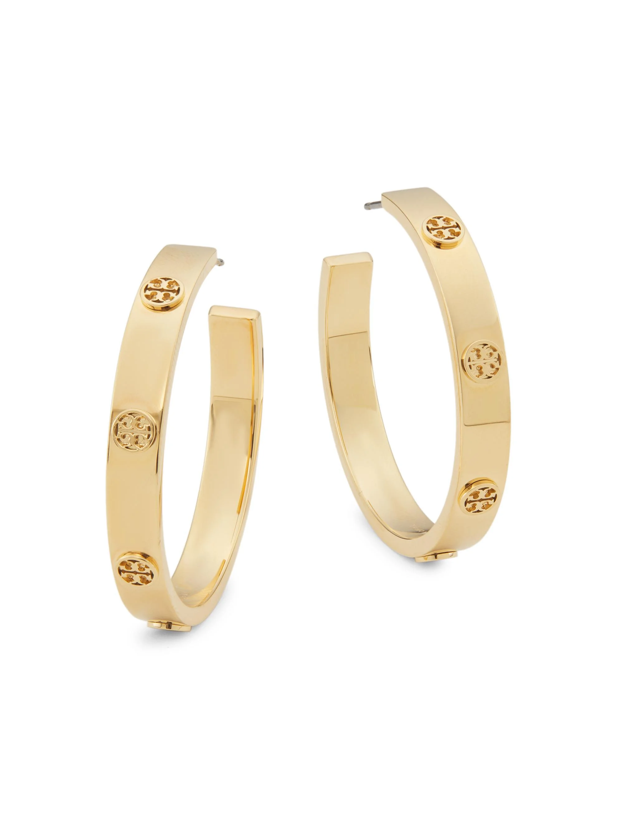 Women's Miller Goldtone Logo Hoop Earrings - Gold - 1
