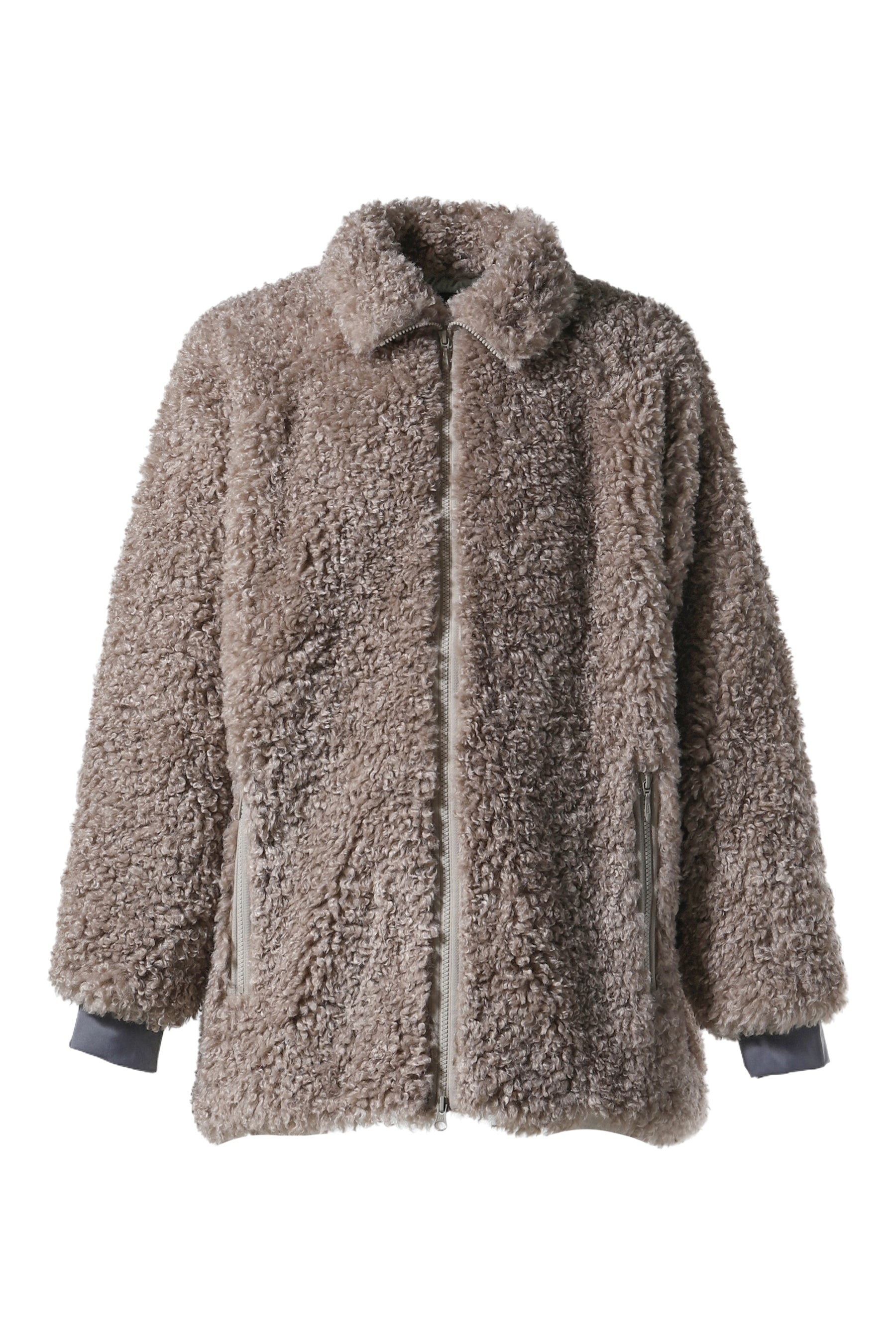 S.C.FUR JACKET - POLY CURLY FUR / BEI - 1