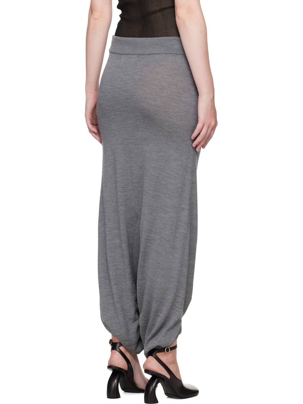 Gray Knit Fuseau Maxi Skirt - 3