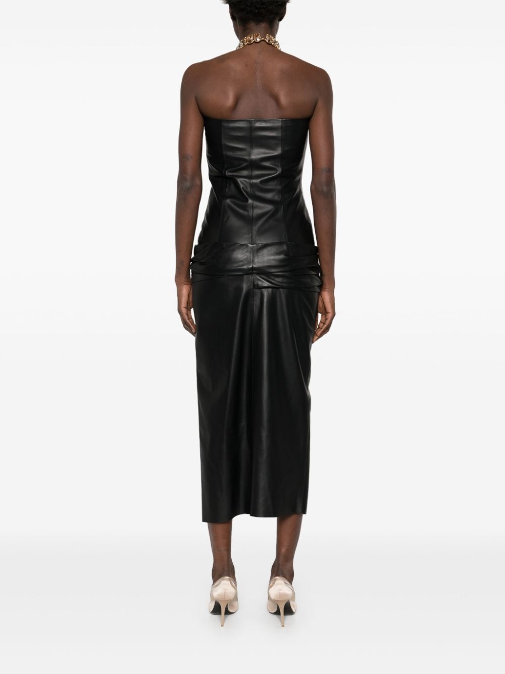 leather midi dress - 4