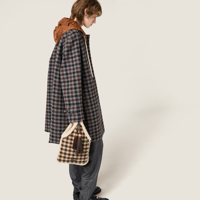 Miu Miu Gingham and shearling handbag outlook