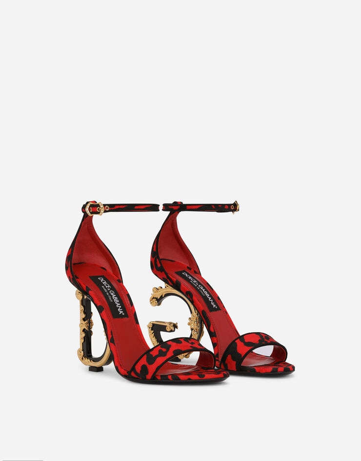 Leopard-print brocade sandals with baroque DG detail - 2