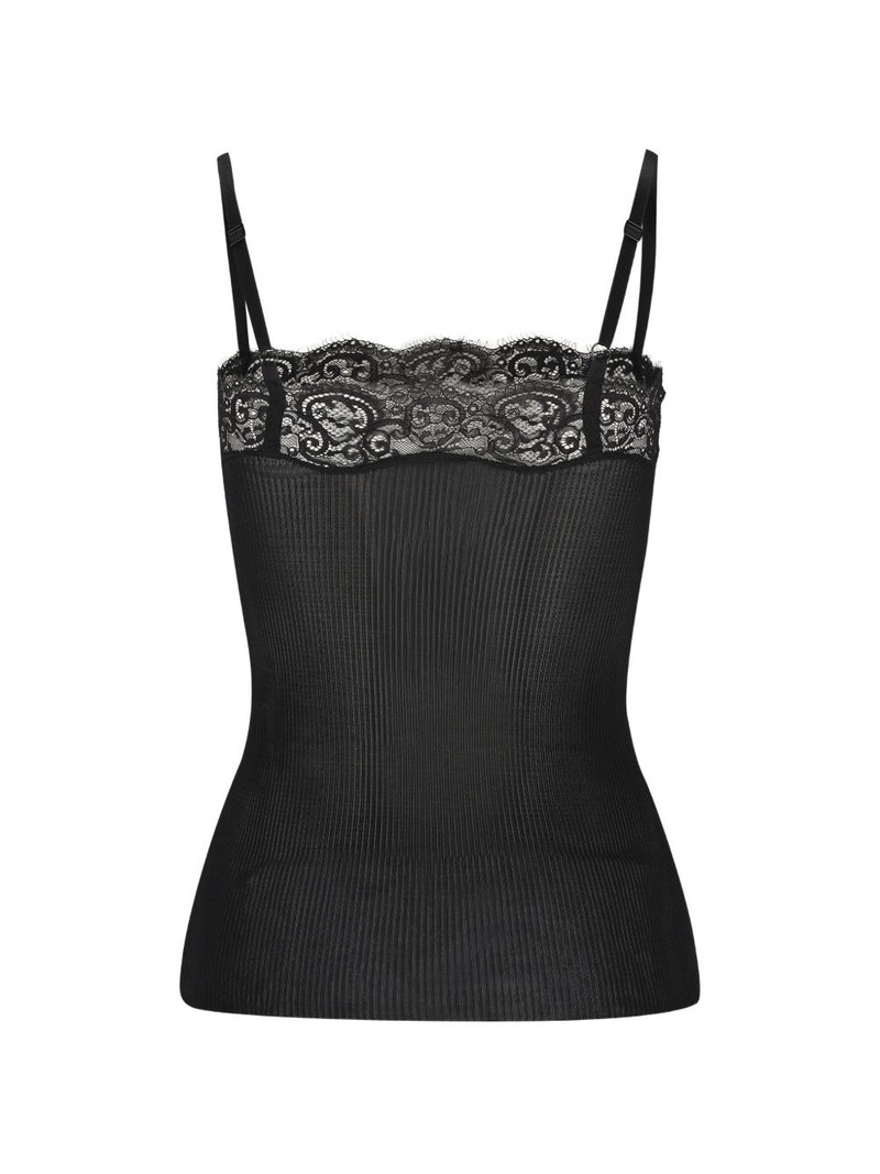SAINT LAURENT lace ribbed top outlook