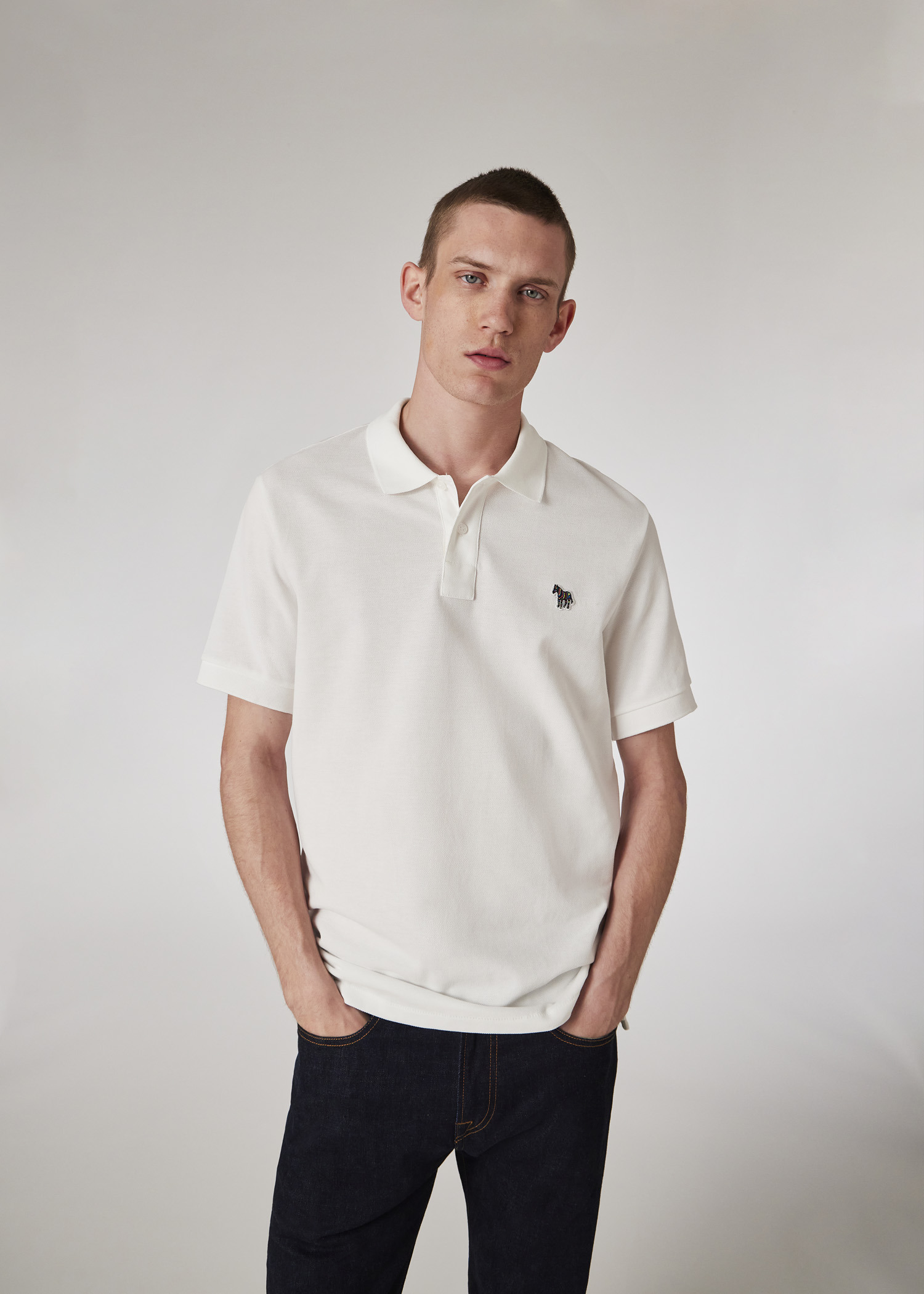 White Cotton-Piqué Zebra Logo Polo Shirt - 3