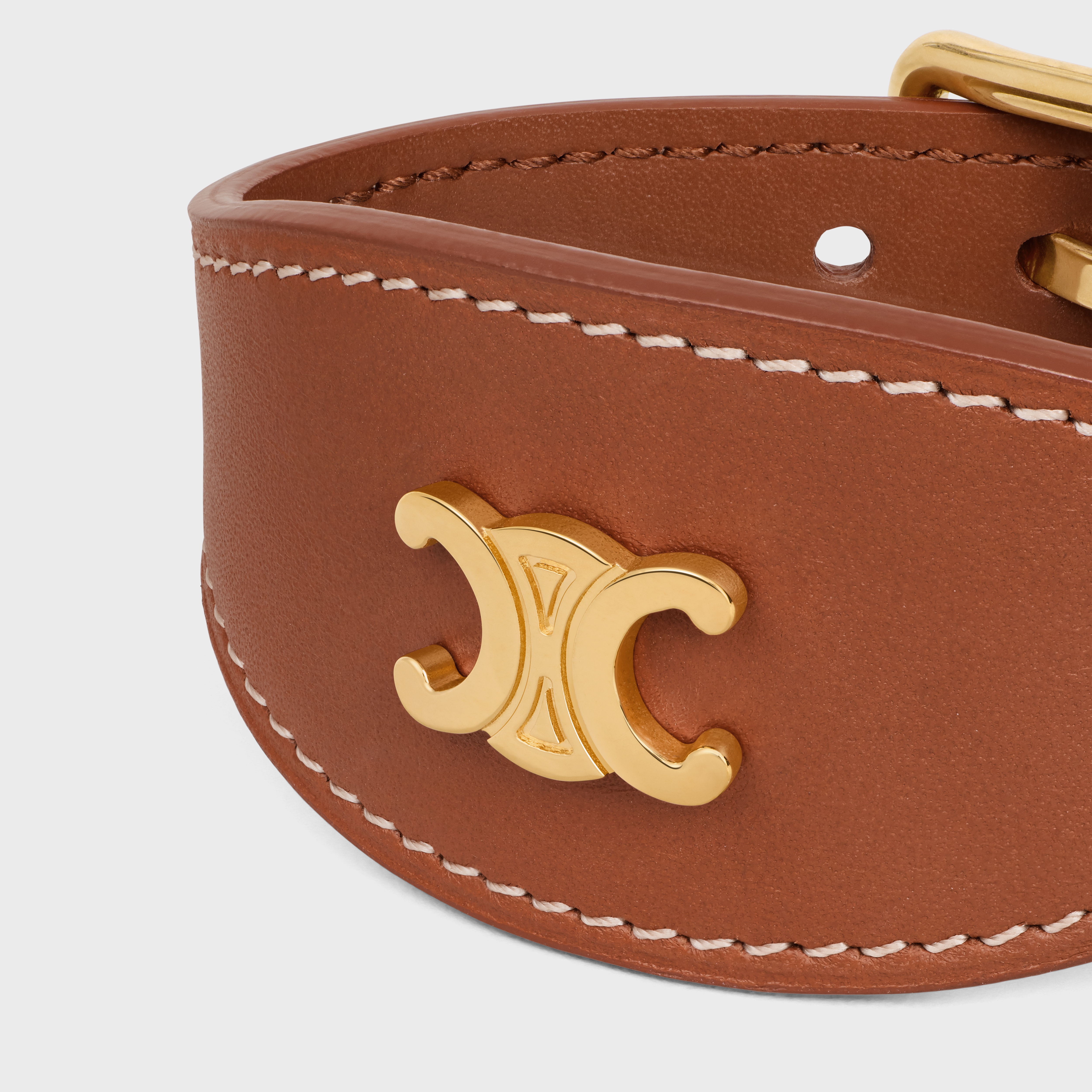 Les Cuirs Celine Bracelet in Calfskin and Brass with Gold Finish - 4