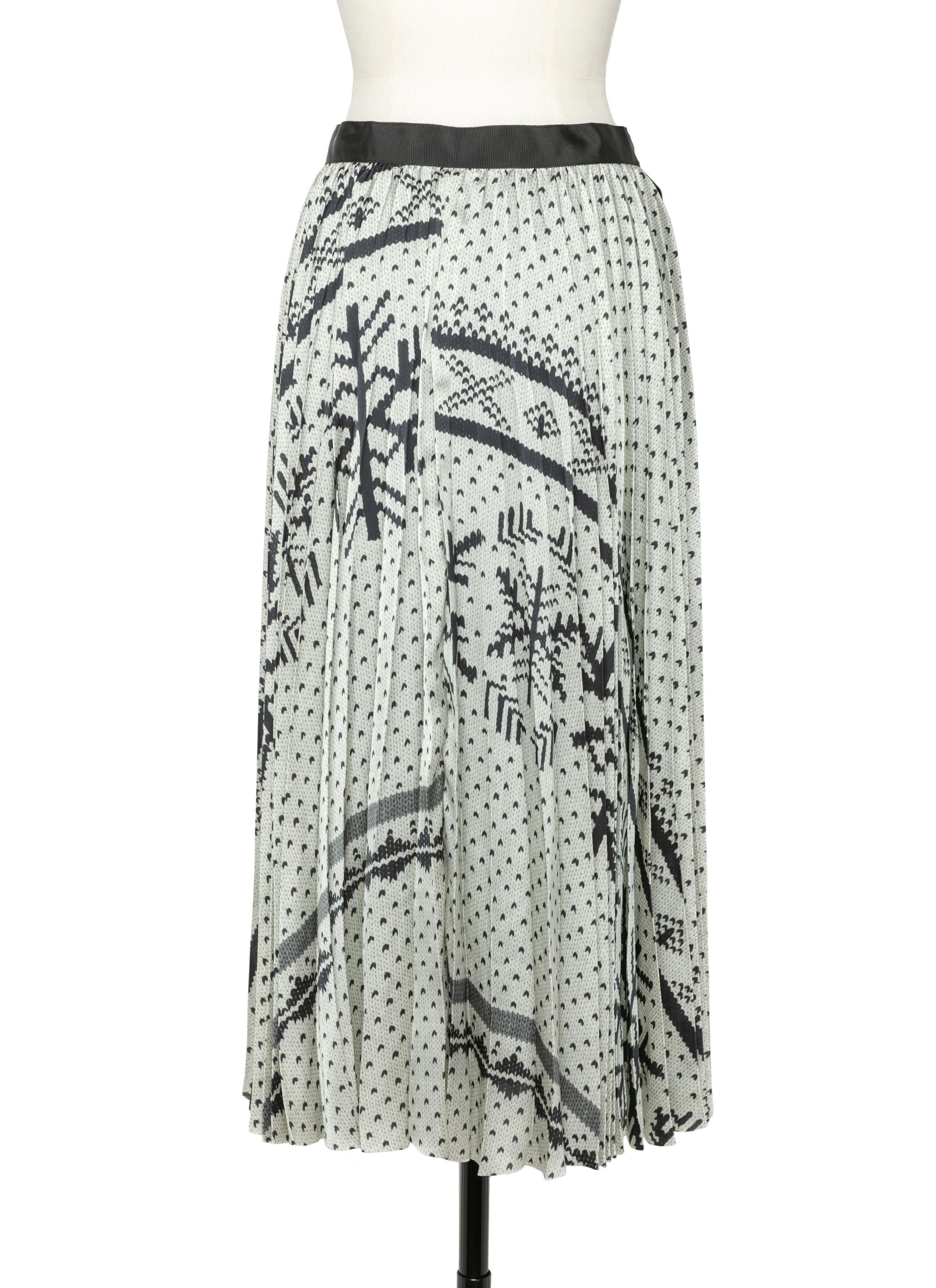 Pattern Knit Print Skirt - 3