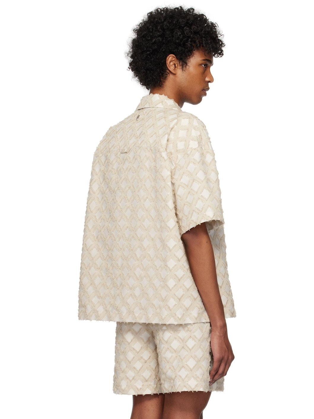 Beige Argyle Jacquard Shirt - 3