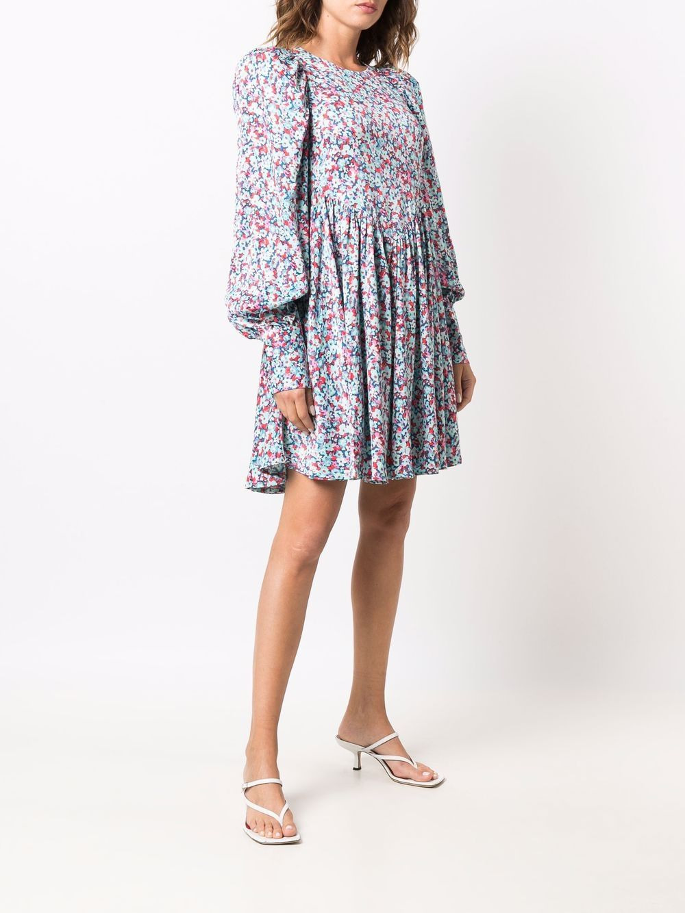 floral-print long-sleeve midi dress - 3