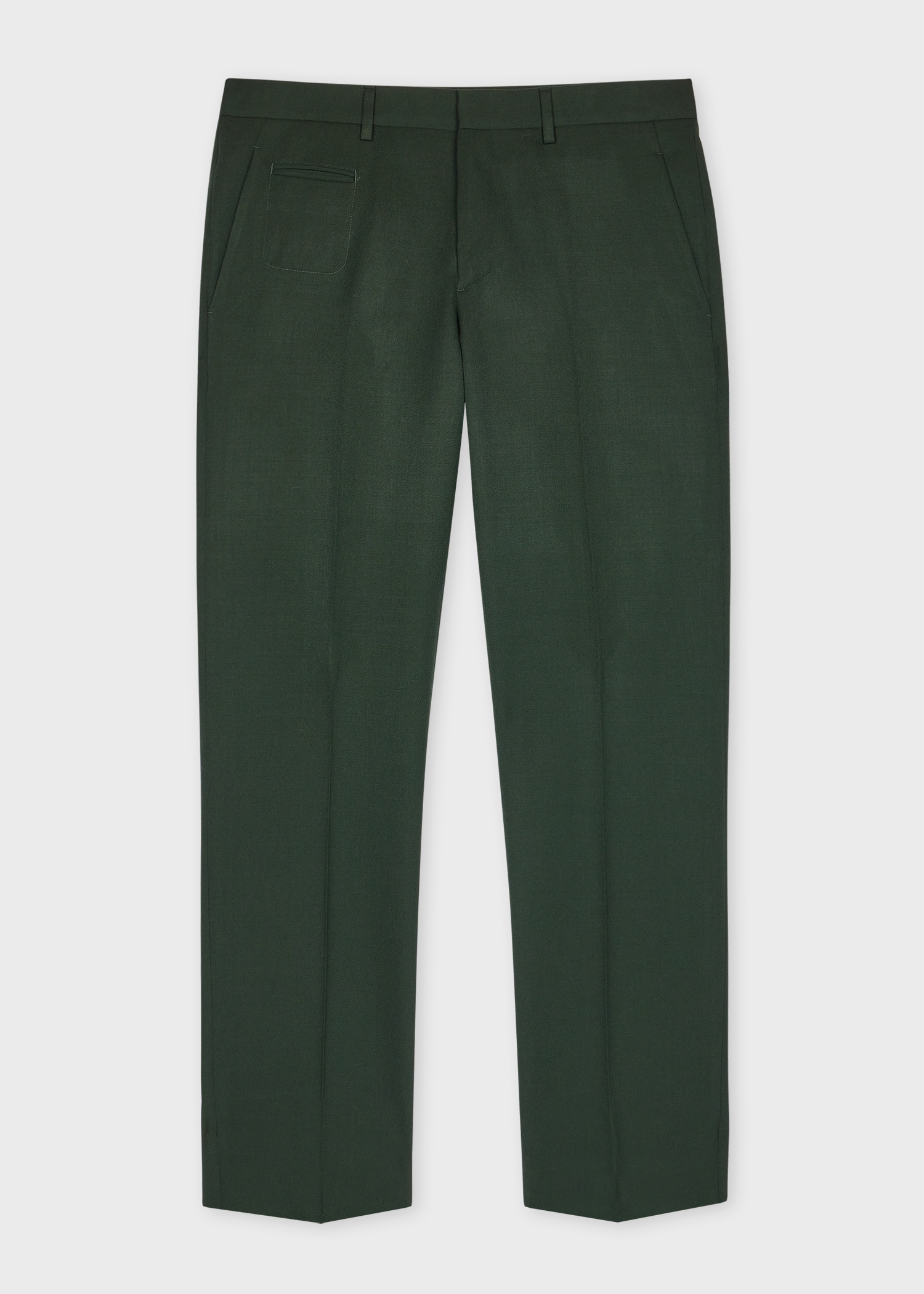 Slim Straight-Fit Forest Green Wool Gabardine Trousers - 1