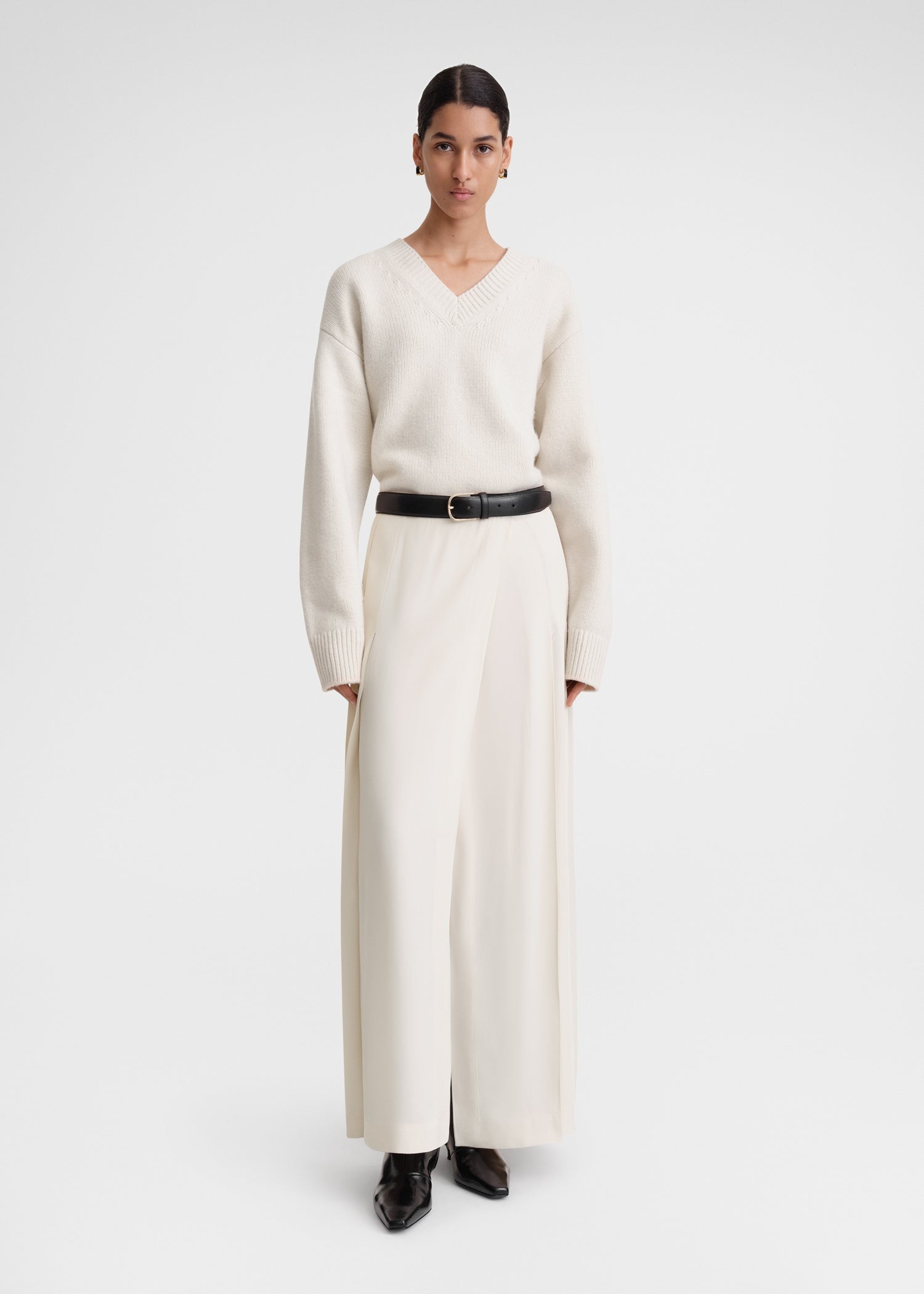 Pleated wrap skirt snow - 2