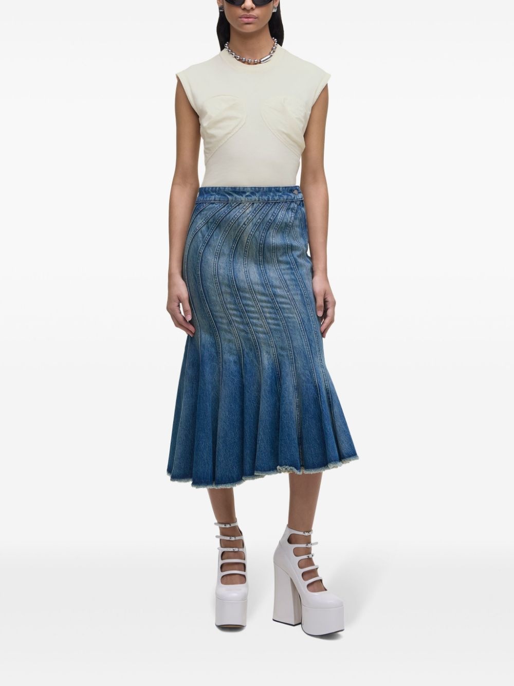 Wave high-waisted denim skirt - 2
