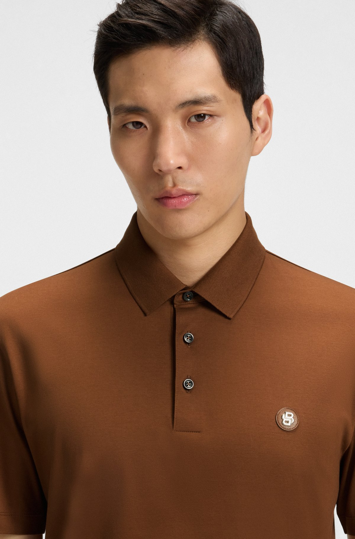 MERCERIZED-COTTON POLO SHIRT WITH DOUBLE MONOGRAM - 3