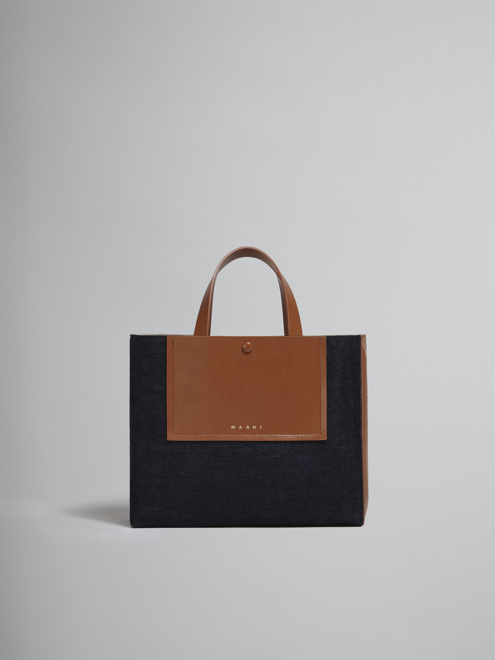 MUSEO SOFT SMALL BAG IN DENIM AND LEATHER - 1