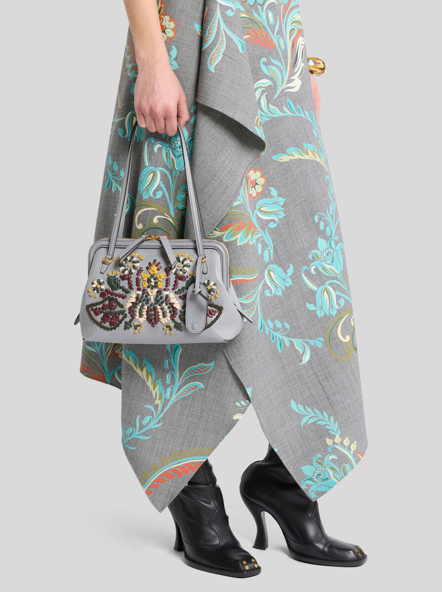 SMALL LEATHER DOC SHOULDER BAG WITH EMBROIDERY - 2