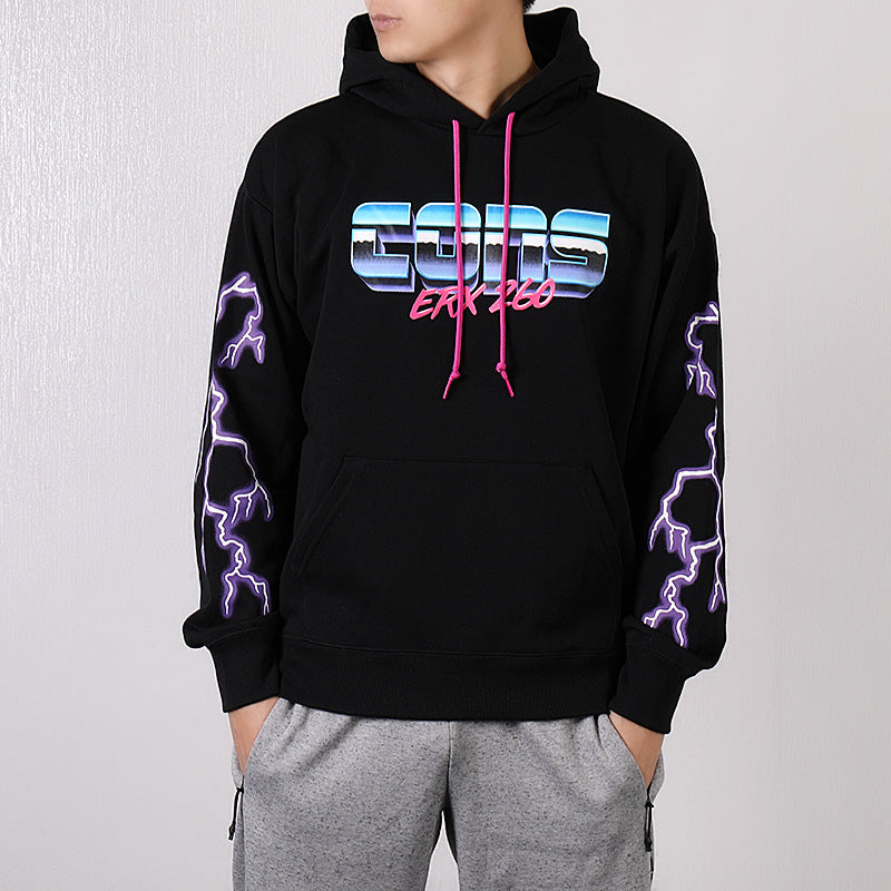 Men's Converse Flash Logo Printing Sports Fleece Lined Black 10017495-A01 - 3