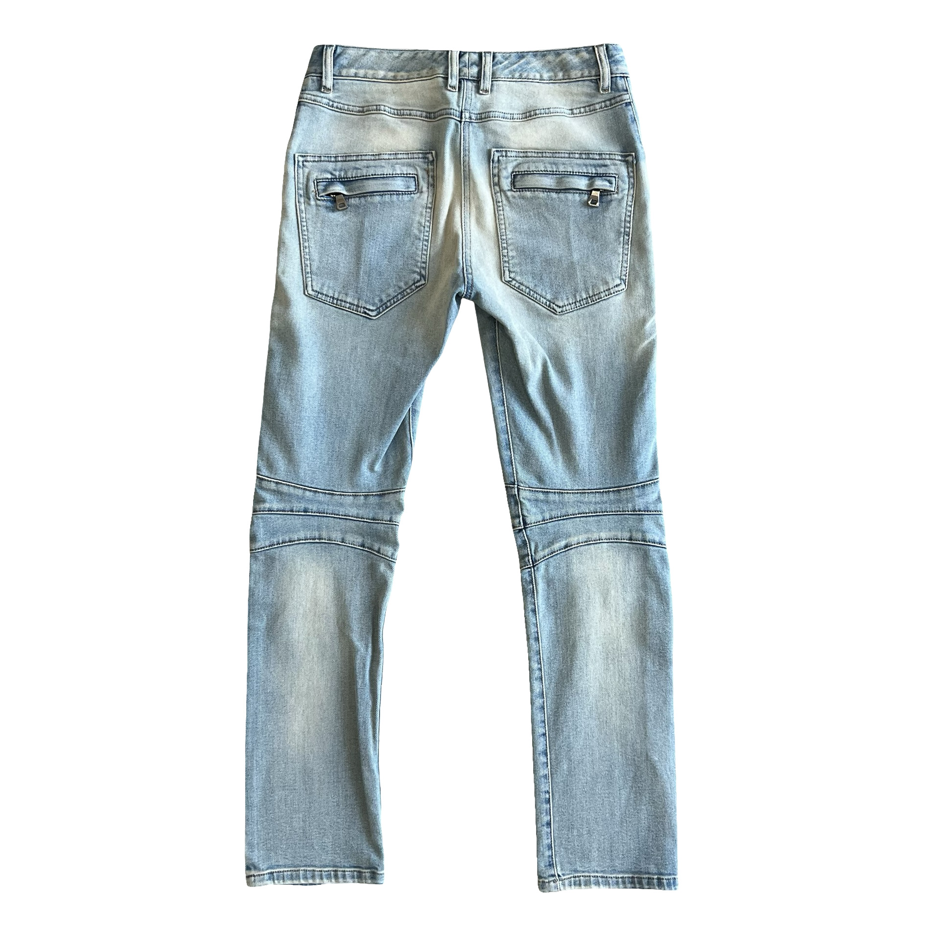 Balmain Light Wash Biker Denim SZ 34 - 7