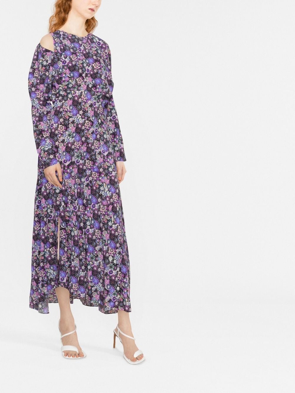 floral-print long-sleeve maxi dress - 2