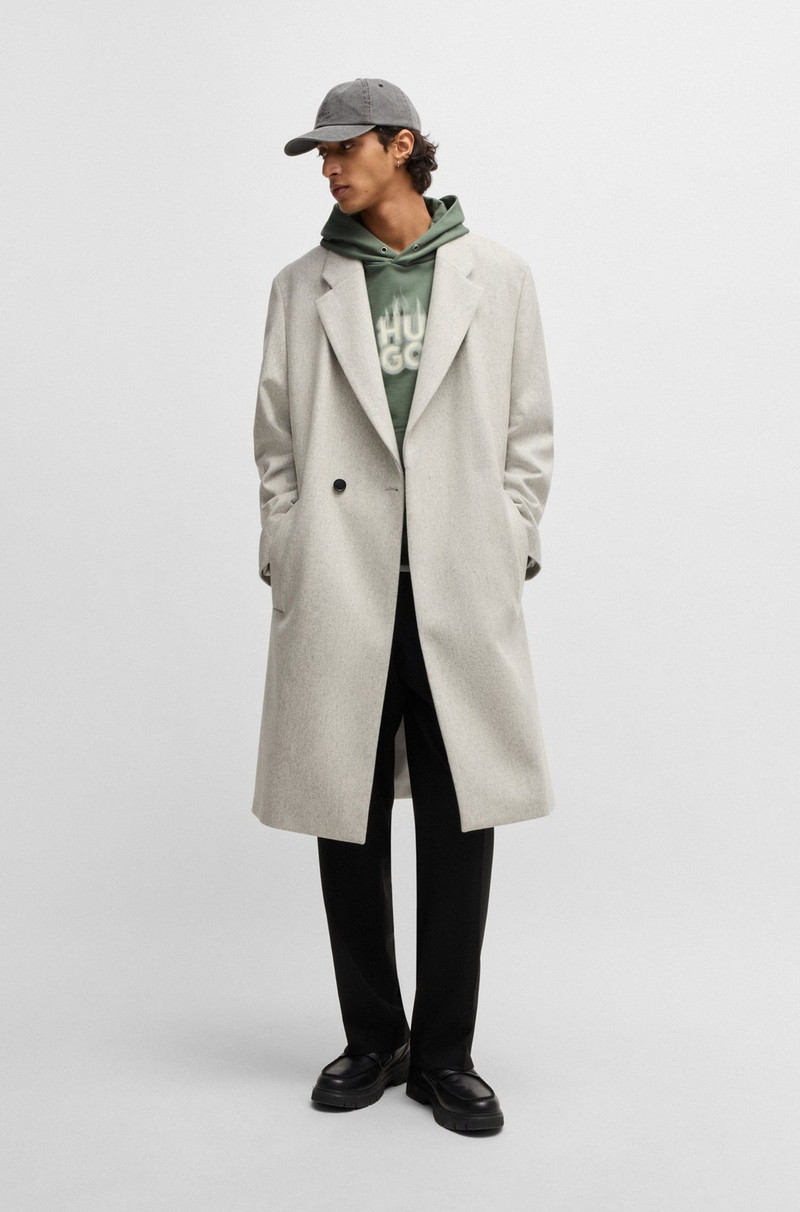 HUGO COTTON-TERRY HOODIE WITH STACKED SMOKE LOGO PRINT outlook