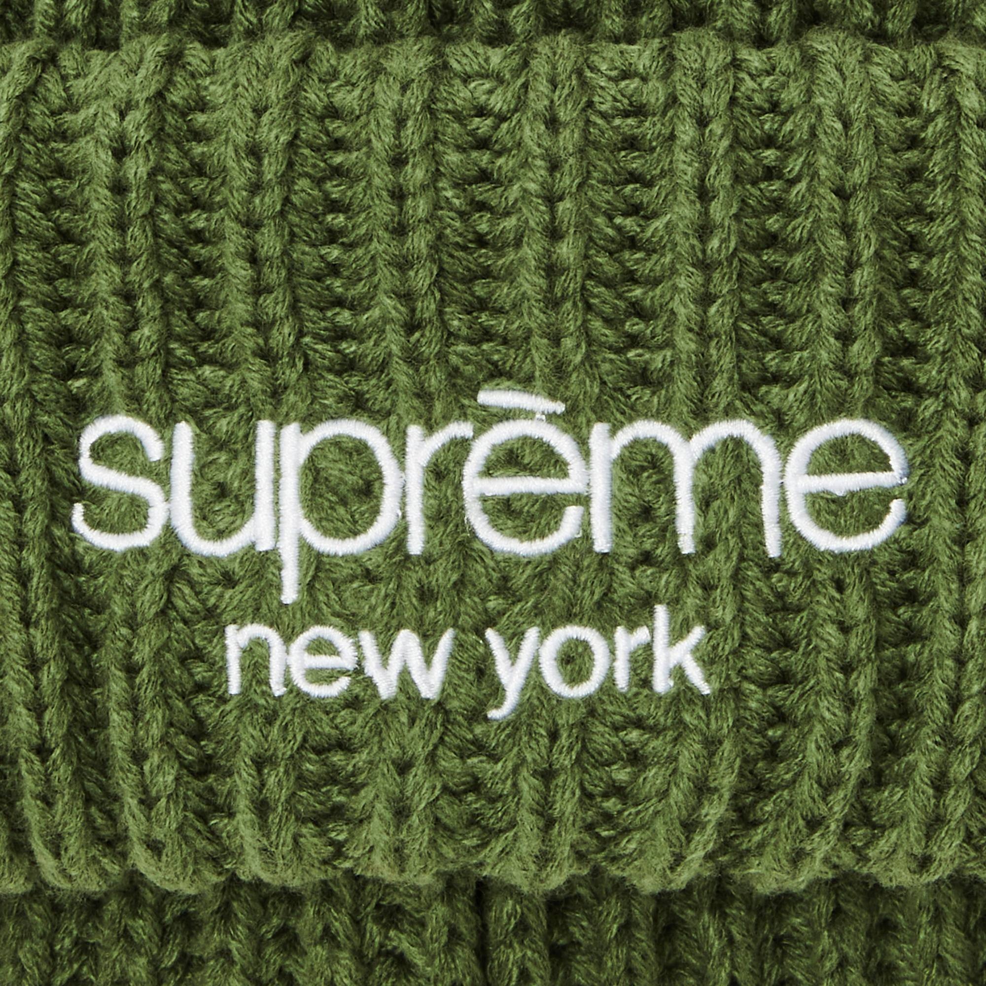 Supreme Supreme Classic Logo Chunky Ribbed Beanie 'Olive' | REVERSIBLE