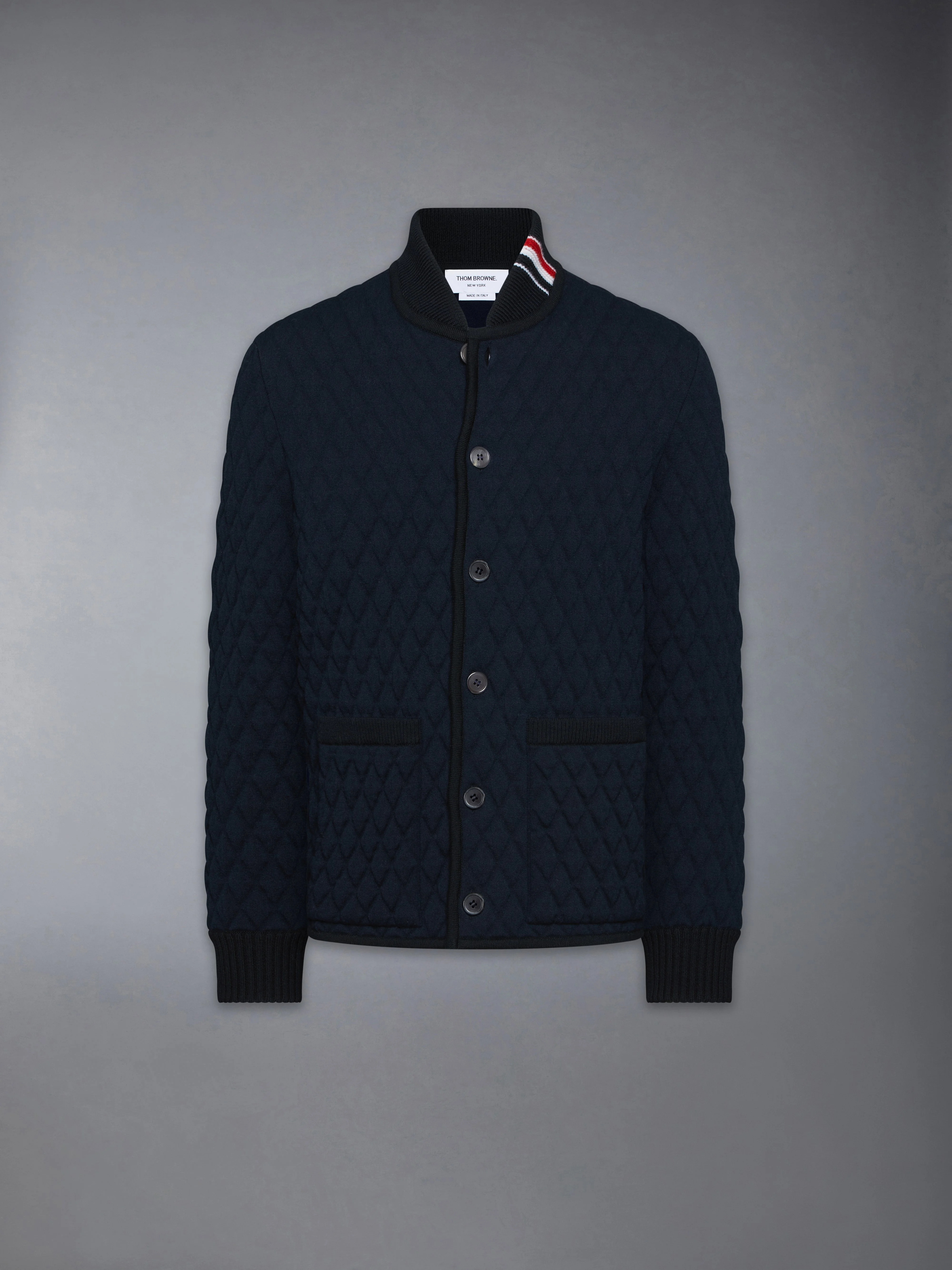 MERINO WOOL INTARSIA JACQUARD WORK JACKET - 1