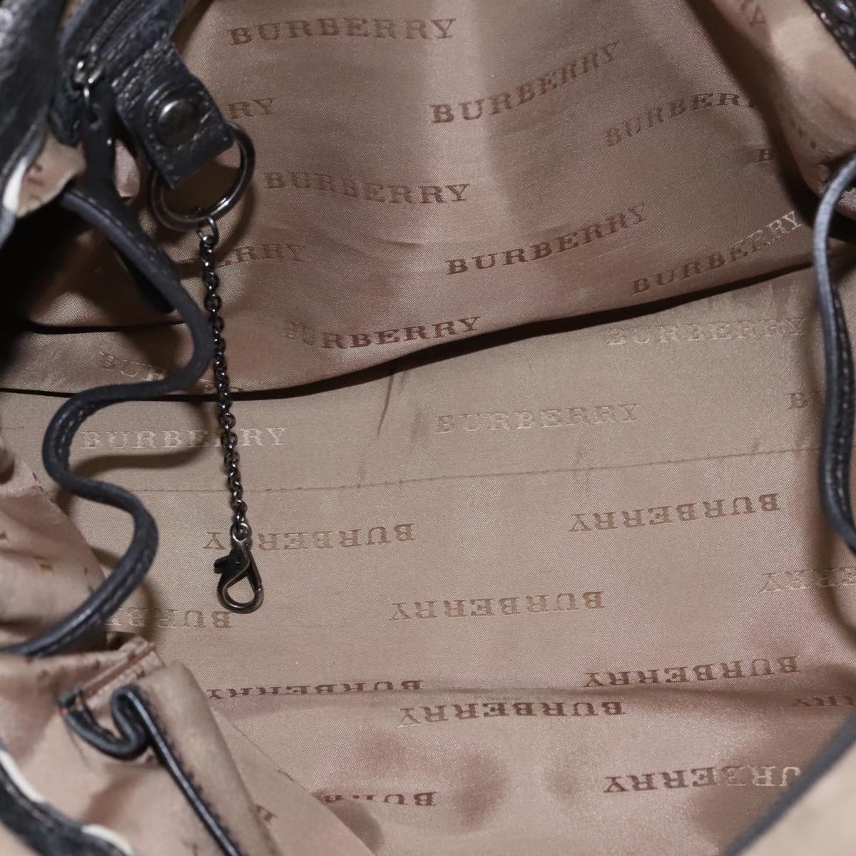 Burberry Tote Bag Nylon Leather Brown Dark Brown Silver - 12