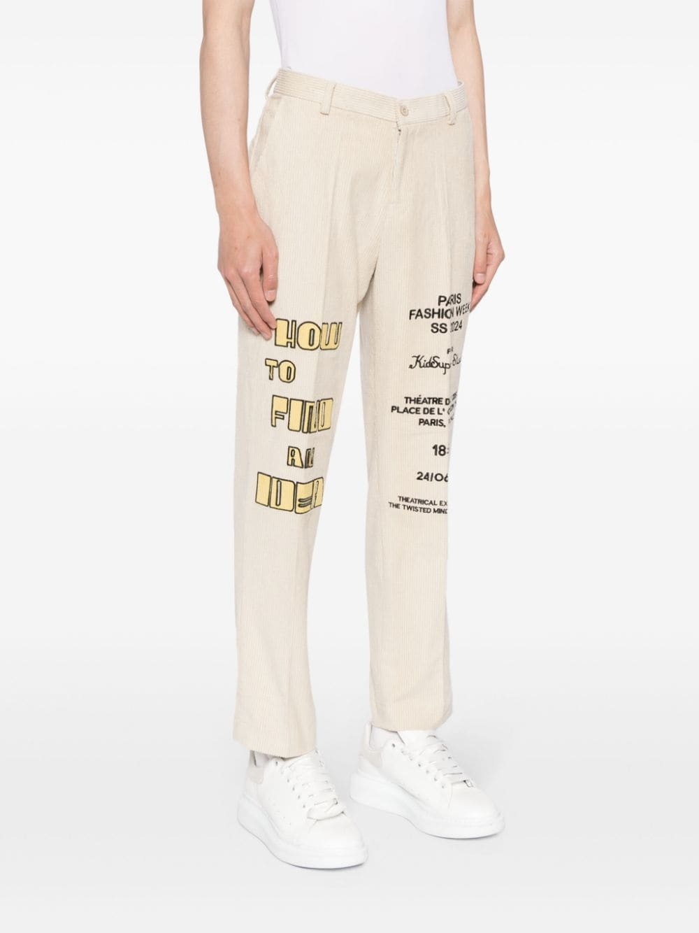 embroidered-motif corduroy trousers - 3
