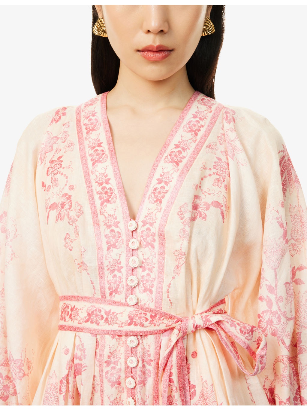 Lucky Plunge-Neck Linen Mini Dress - 5
