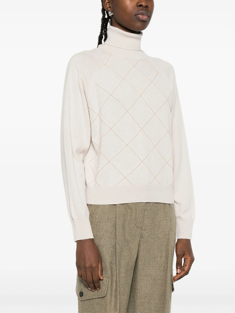 Peserico Diamond-pattern Turtleneck Sweater 5