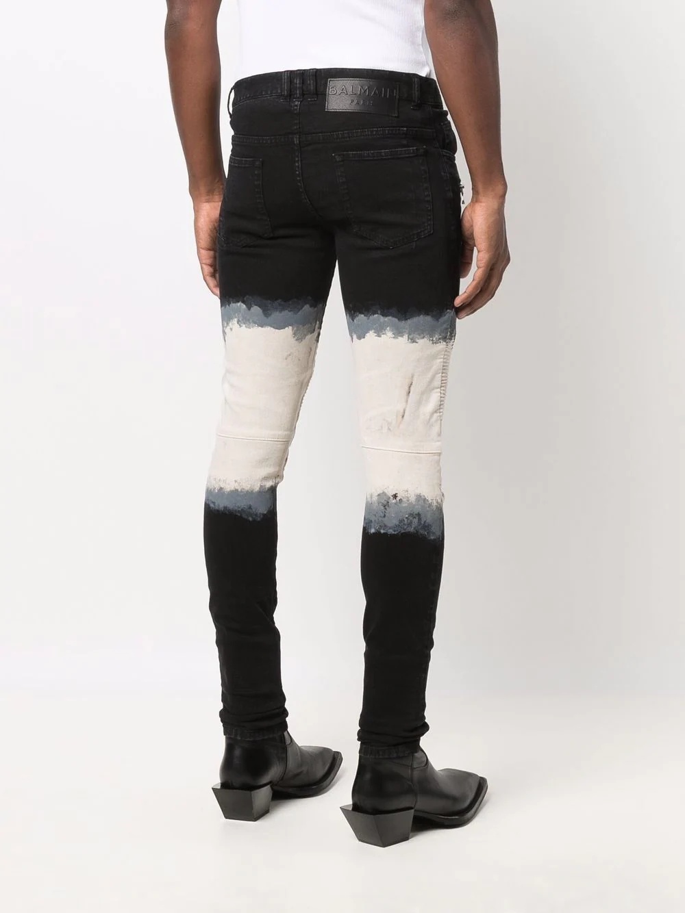 tie dye ribbed-detailing skinny jeans - 4