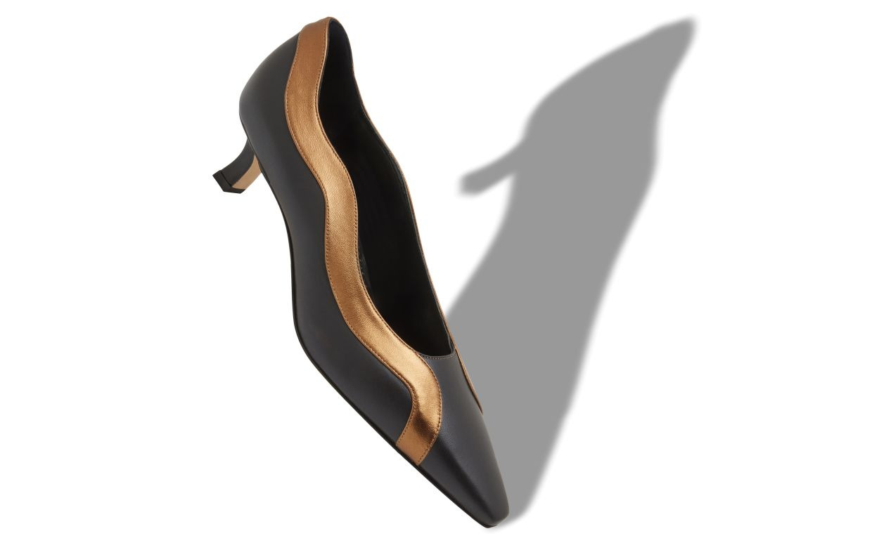 Black and Bronze Nappa Leather Pumps - 2