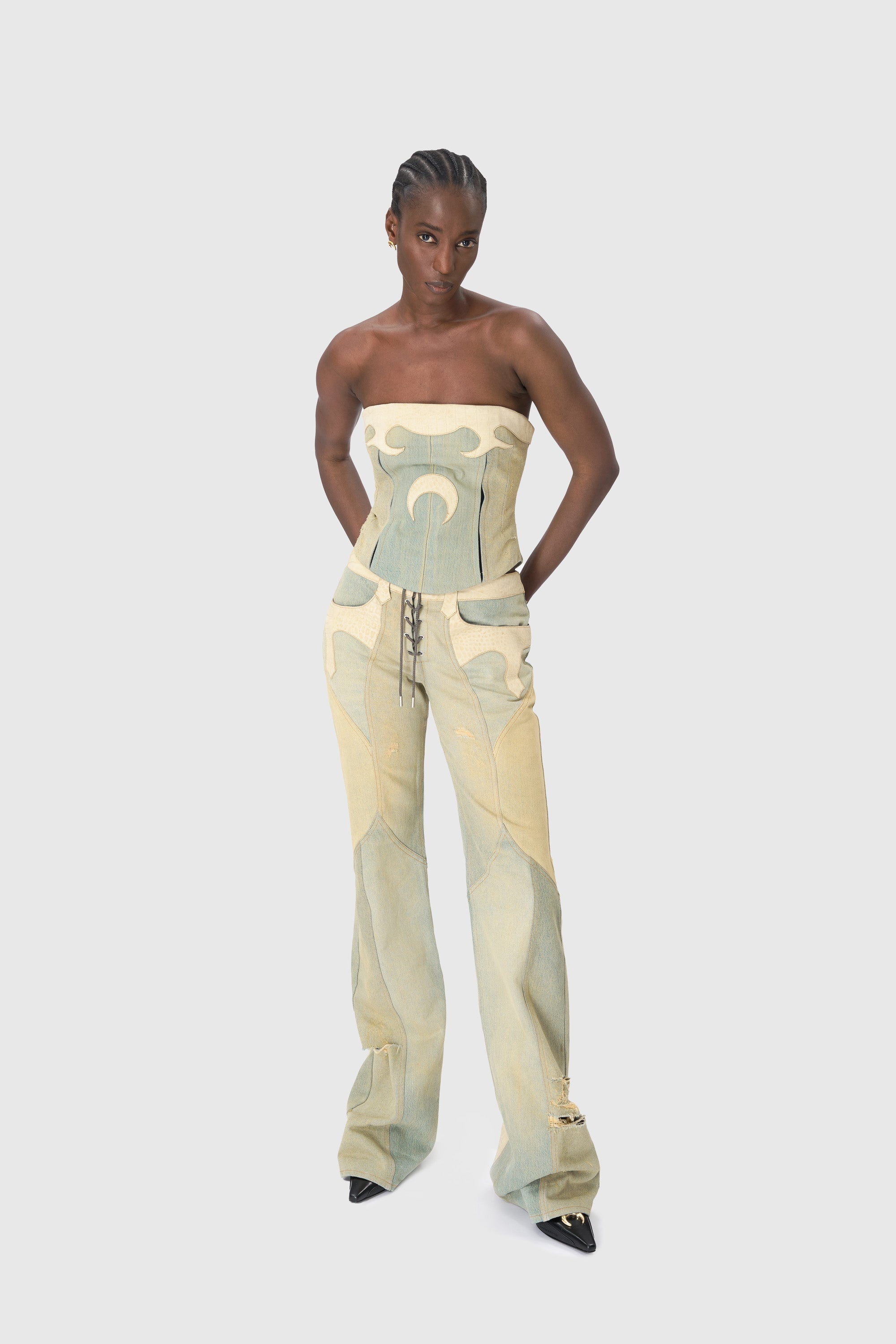 Regenerated Denim Bustier Top - 2