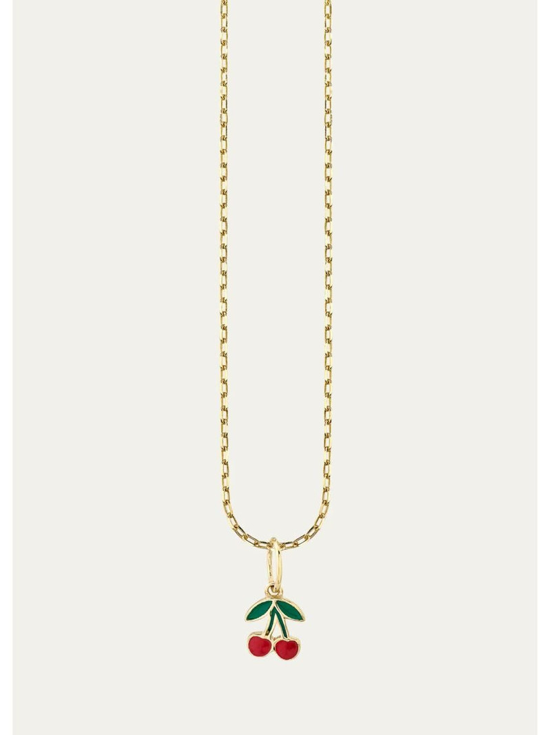 14K Yellow Gold Cherry Charm Pendant Necklace 1