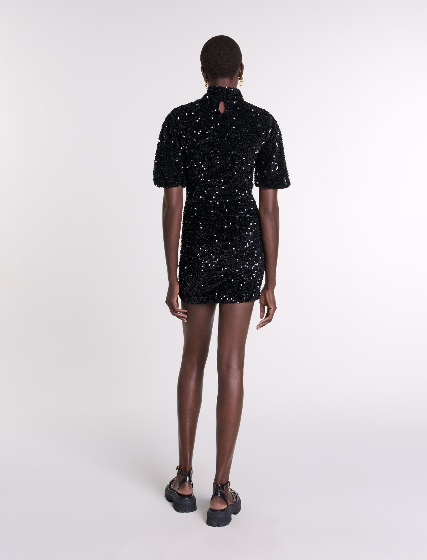 Short velvet and sequinned dress - 4