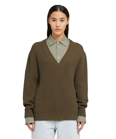 MSGM English ribbed cotton  shirt with poplin application outlook