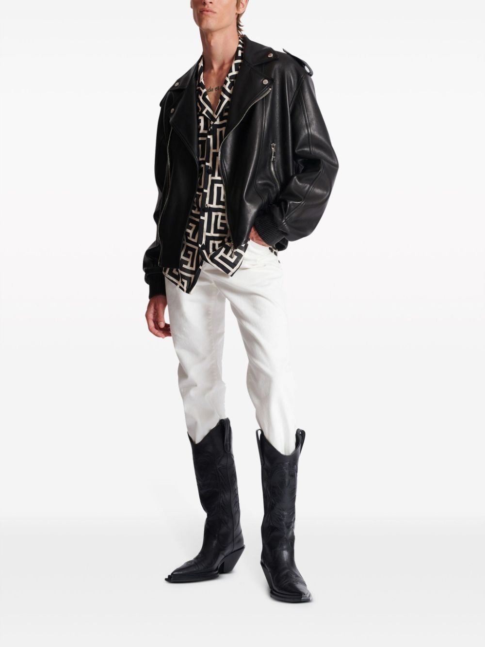 leather biker jacket - 2