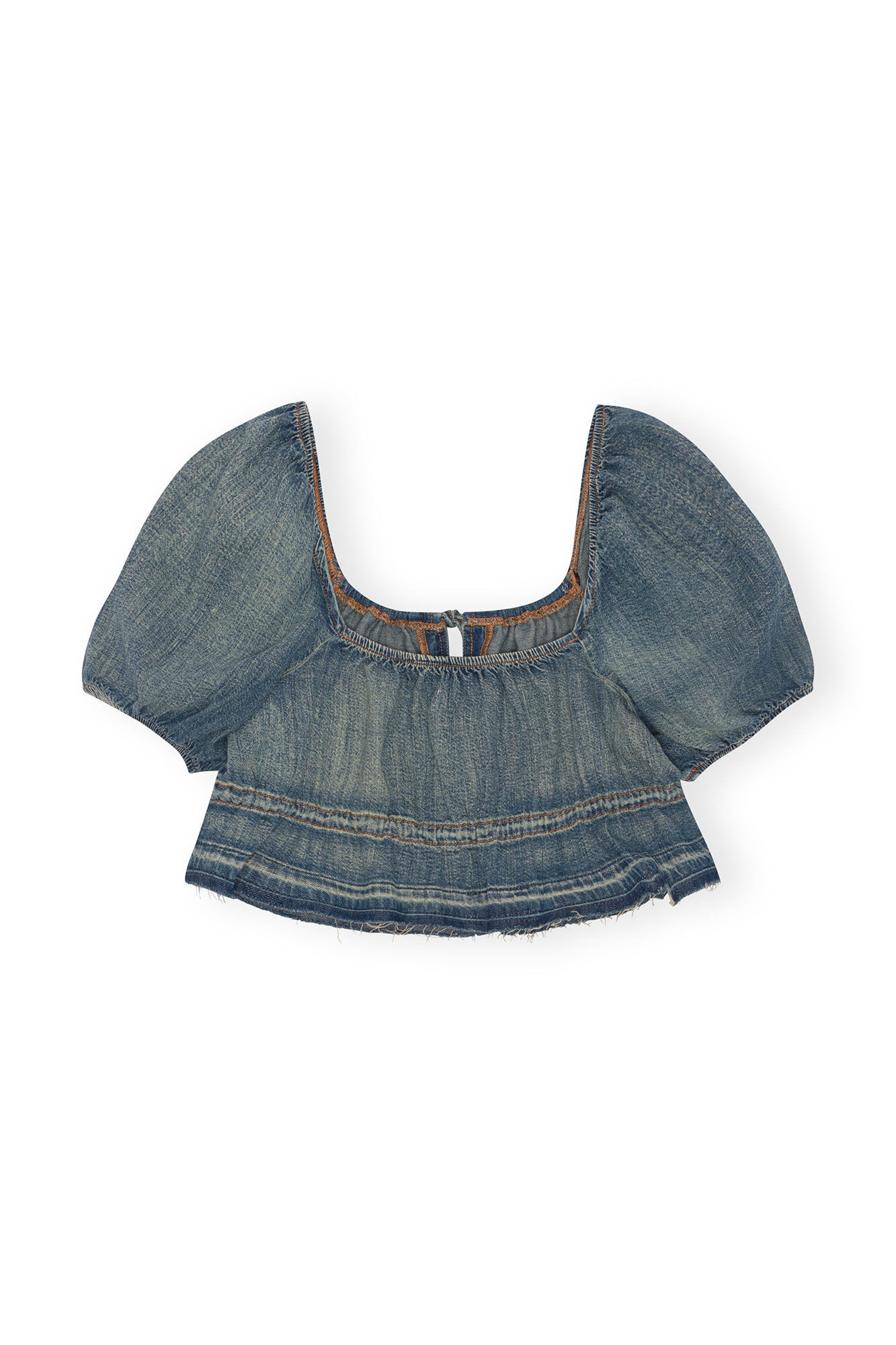 TINT EDGE DENIM PUFF SLEEVE TOP - 5