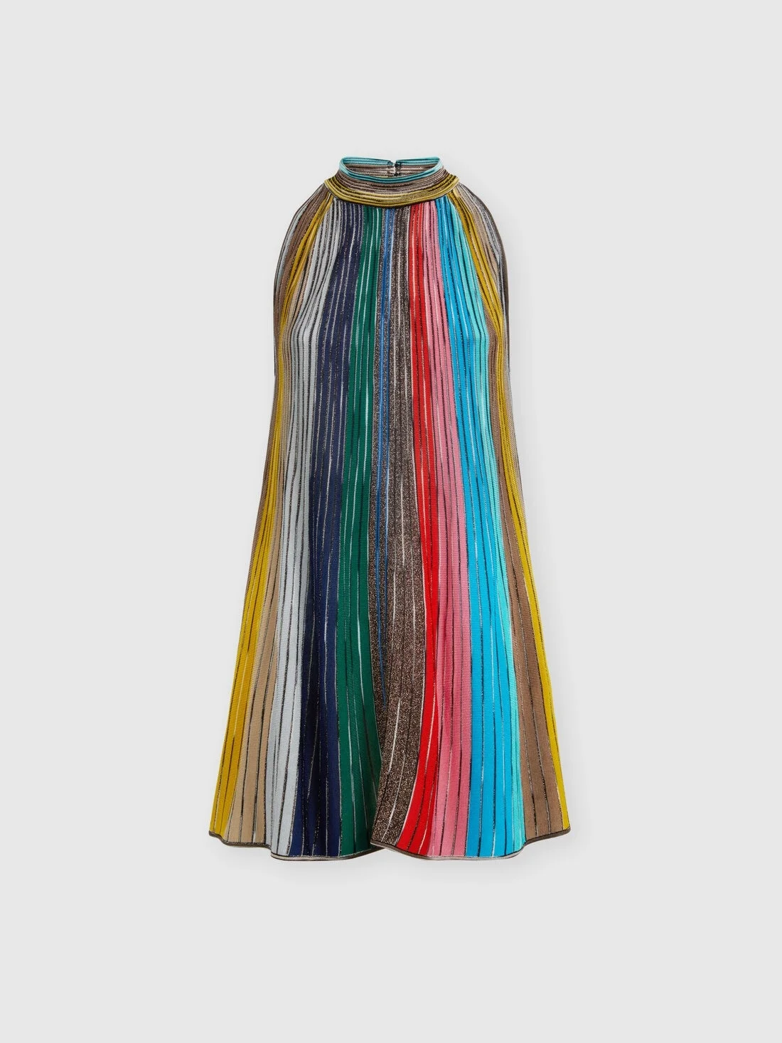 Sleeveless mini-dress in lamé pleated knit - 1