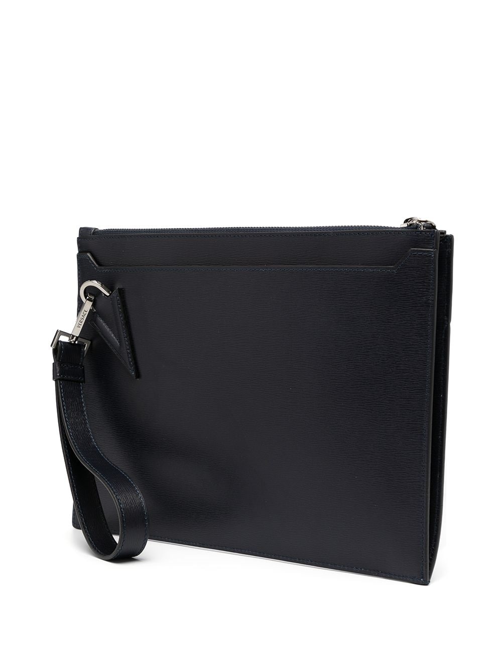 V-detail leather clutch bag - 3