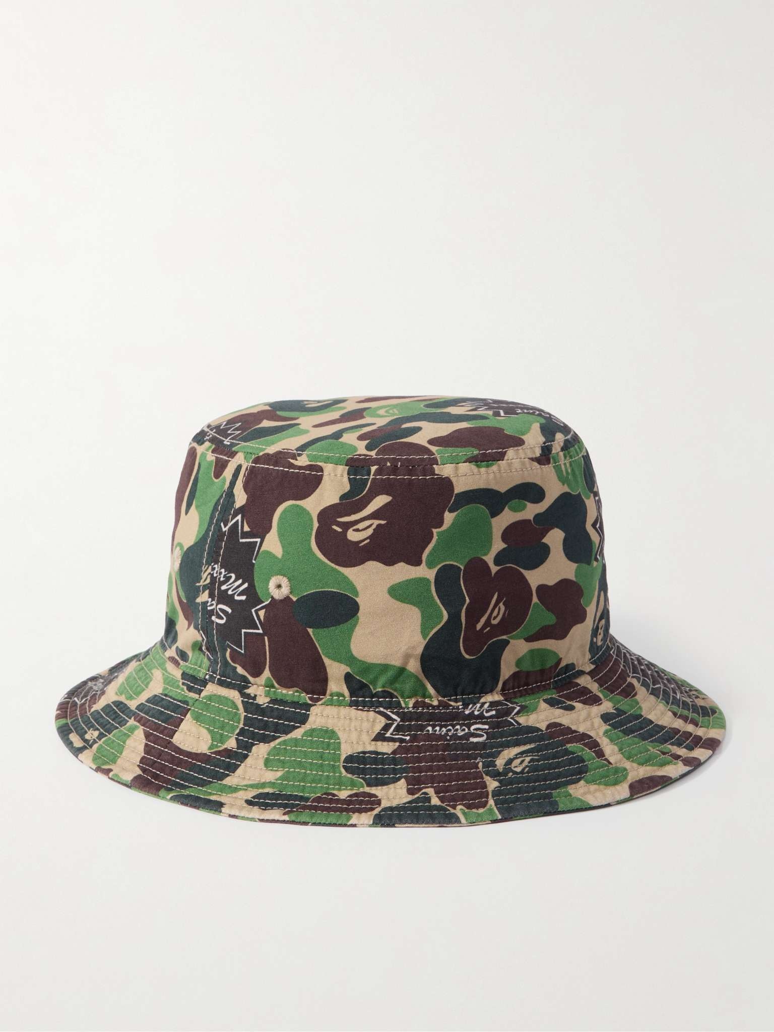 + A Bathing Ape Logo-Detailed Camouflage-Print Cotton Bucket Hat - 1