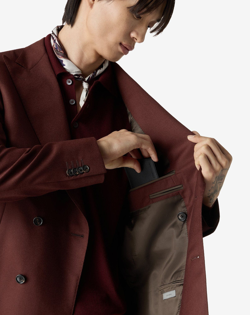 Brick-brown pure wool flannel jacket 5
