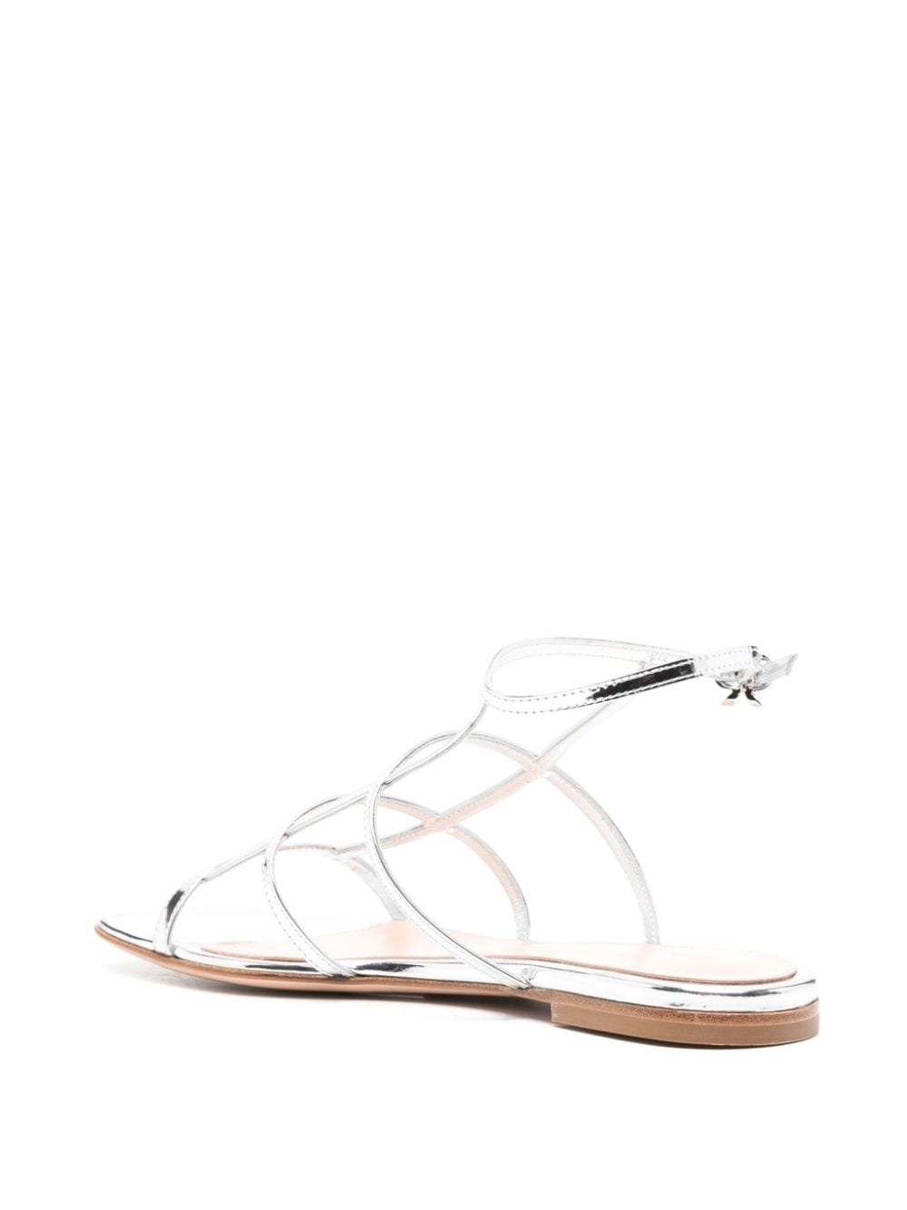 metallic leather flat sandals - 3