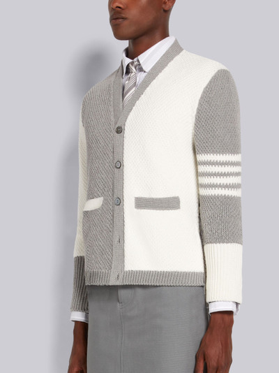 Thom Browne Light Grey Fun-Mix Seed Stitch Cotton 4-Bar High Neck Cardigan outlook