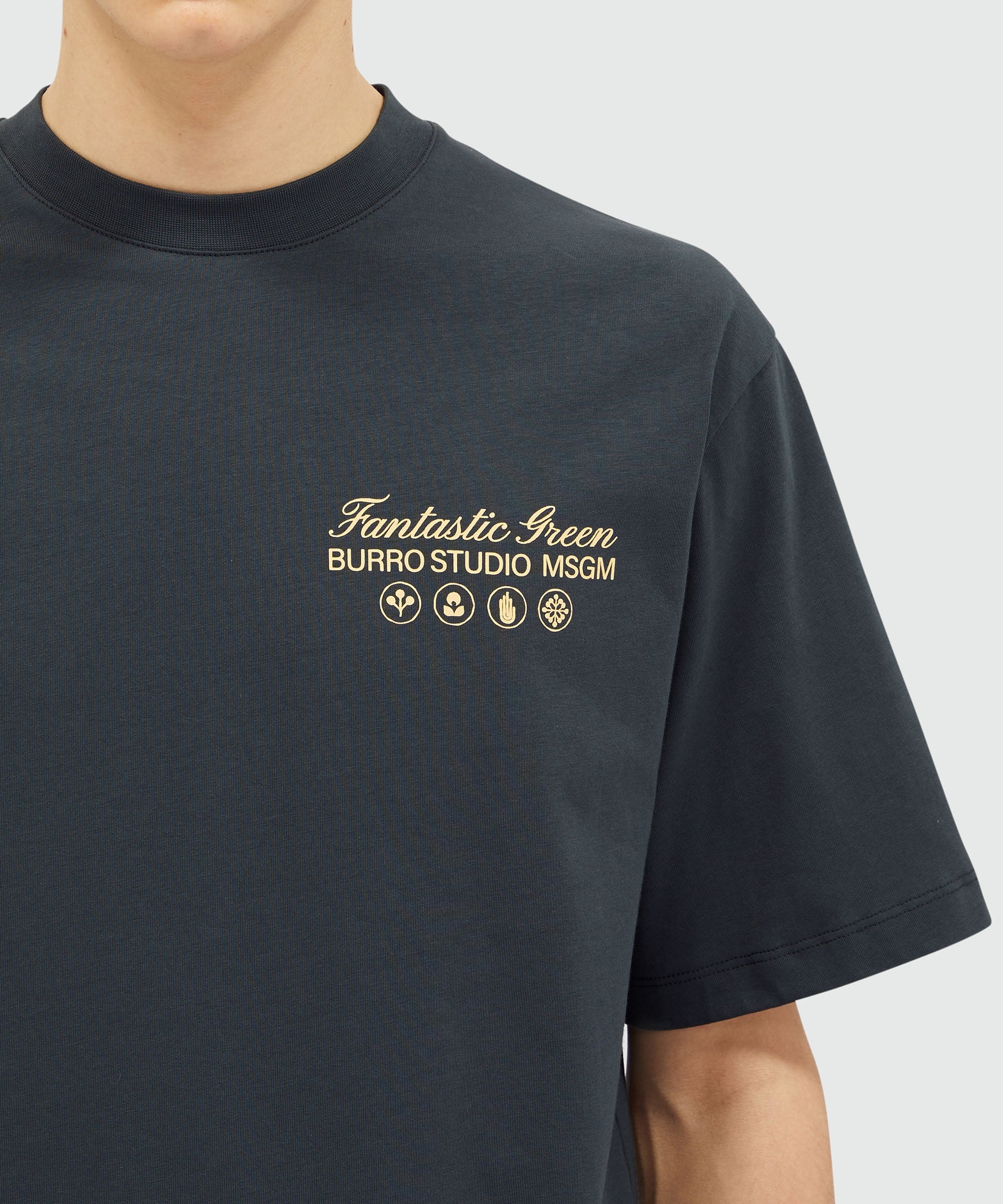 Organic cotton "Fantastic Green Burro Studio" navy blue T-shirt - 5