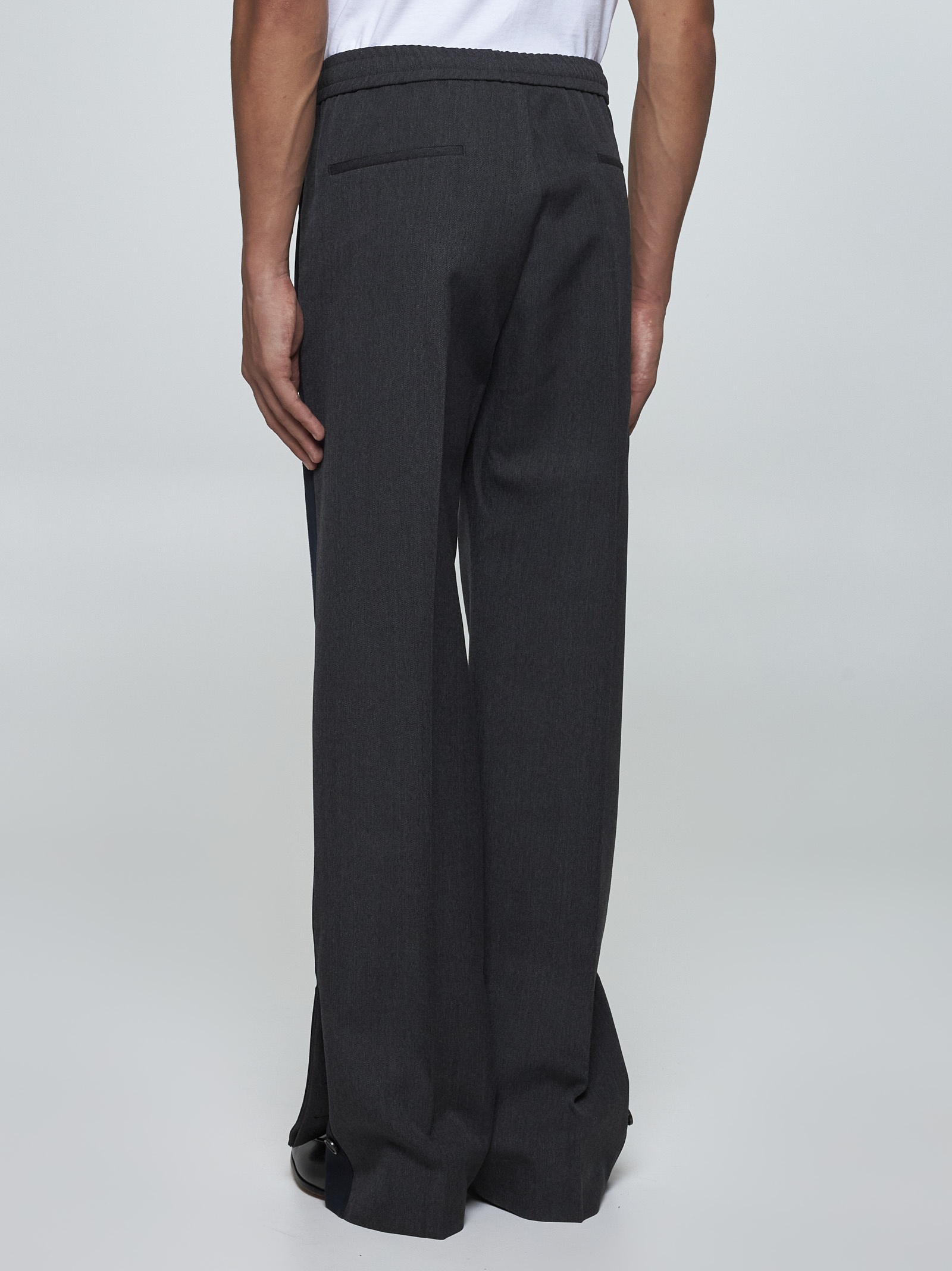 Logo-tape wool trousers - 4